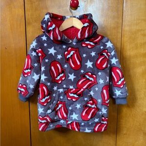 2T Rolling Stones Cozy Thick Fleece Warm Red and Gray Kids Hoodie